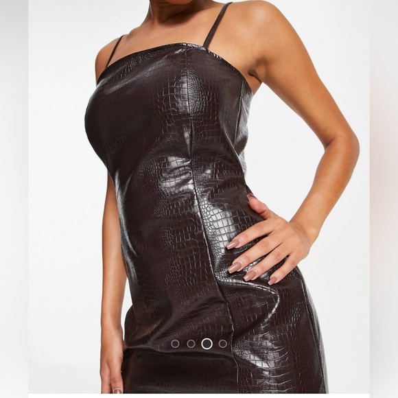 leather mini dresses Black Faux Leather Strapless Mini Dress main image 0